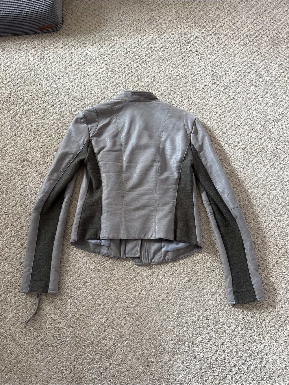 Free People Light Gray Faux Leather Moto Jacket
